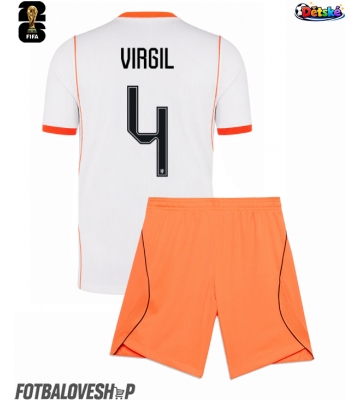 Nizozemsko Virgil van Dijk #4 Dětské Venkovní Dres MS 2026 Krátký Rukáv (+ trenýrky)
